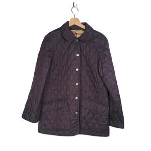 Burberry Brit Diamond Quilted Jacket Black Nova Check Lined Size Small